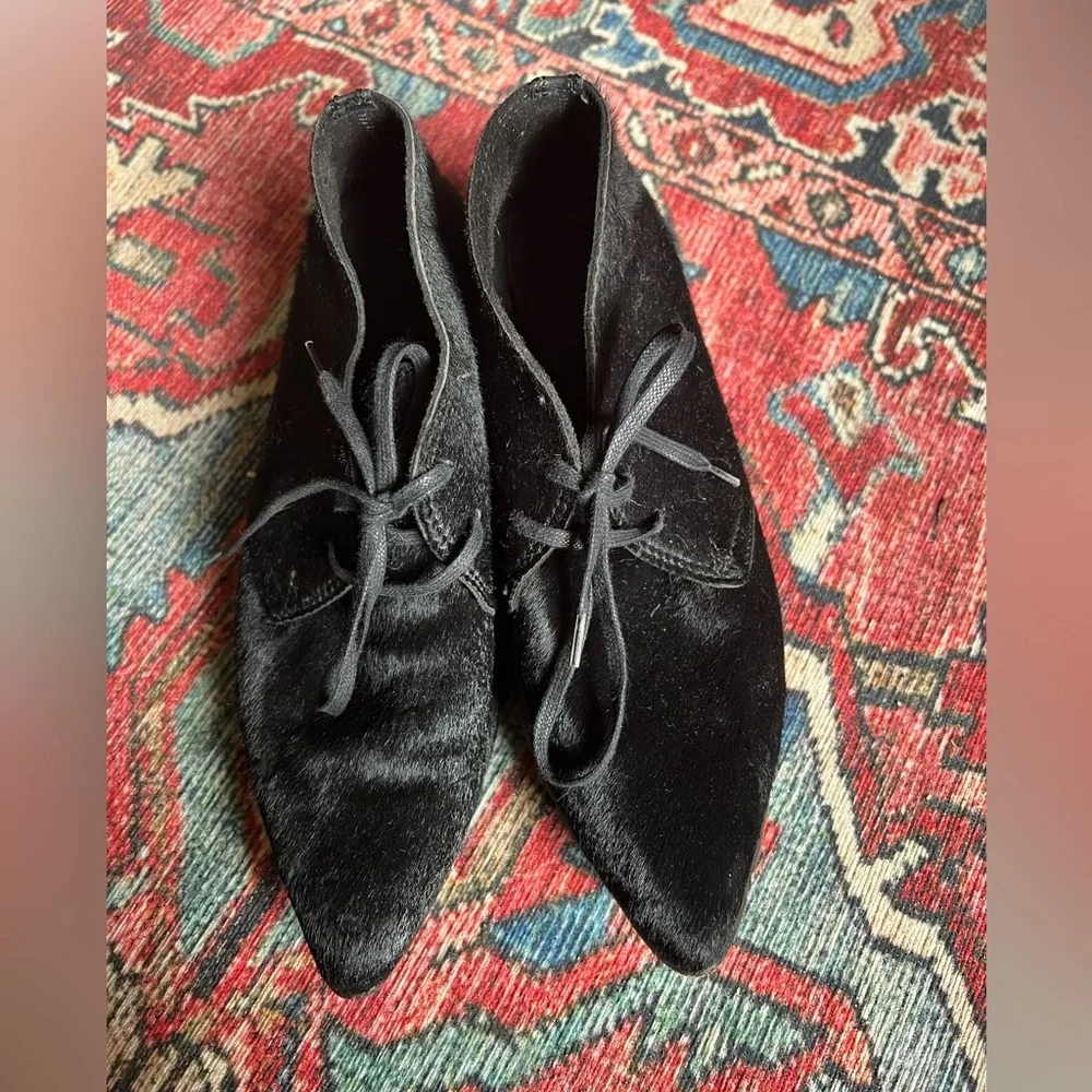 Billy Reid Black Pony Hair Indianola Lace Up Loafers/Low Boots— Size 7 - Picture 6 of 12